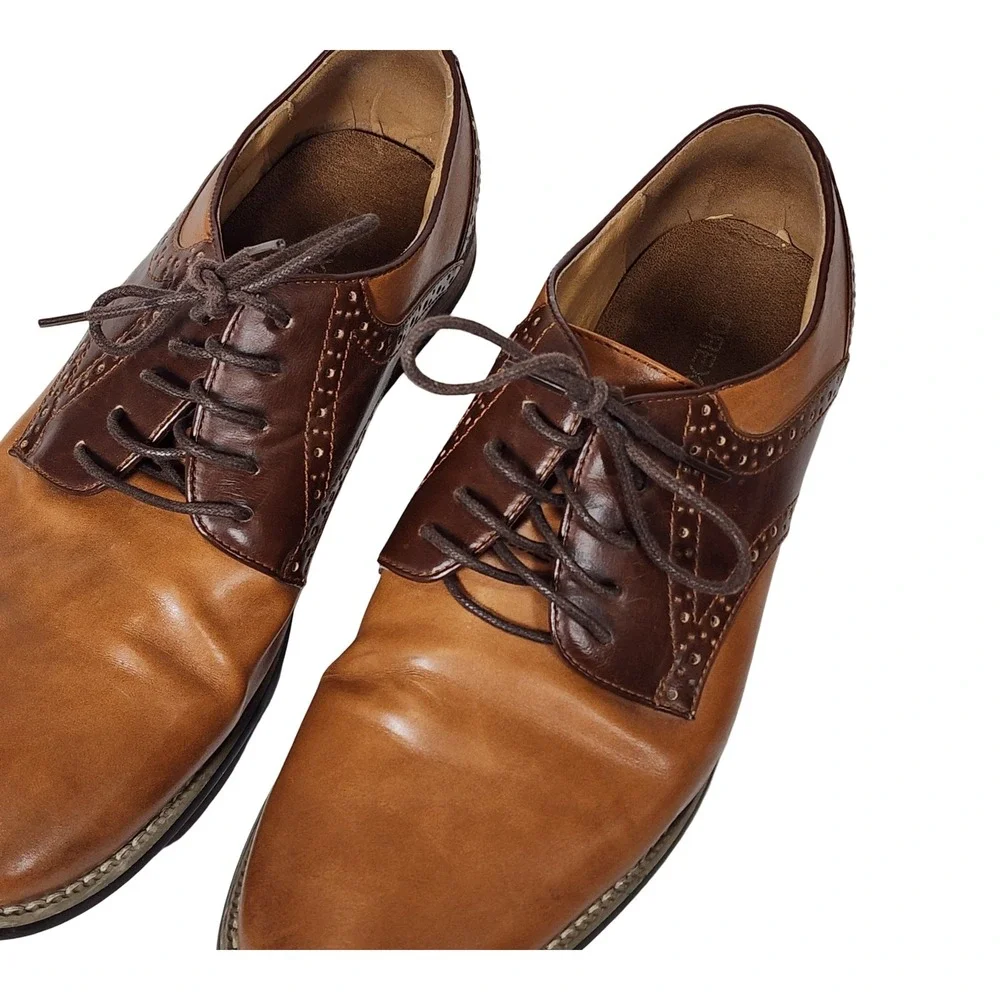 Drexlite Hunter Mens Brown Two Tone Wingtip Brogue Oxford Dress Shoes Size 10M